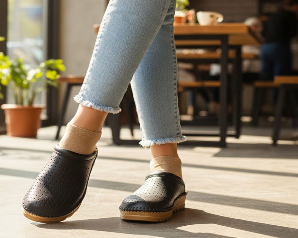 Anatomske klompe od prirodne crne kože