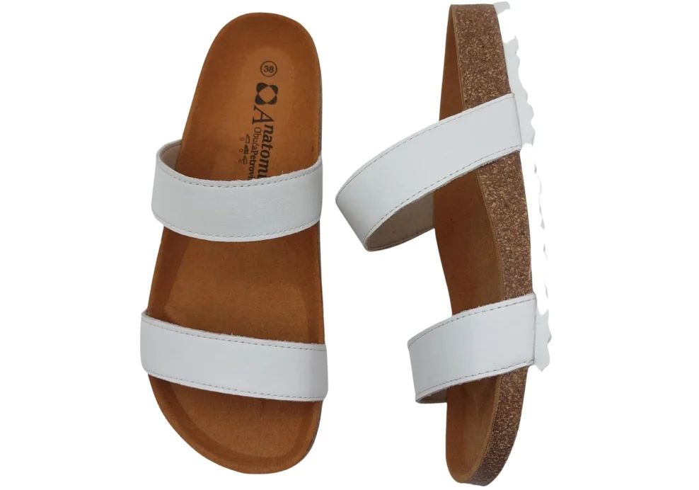 Ljetne zenske natikace sa dva remena bez kopcanja bijele 2