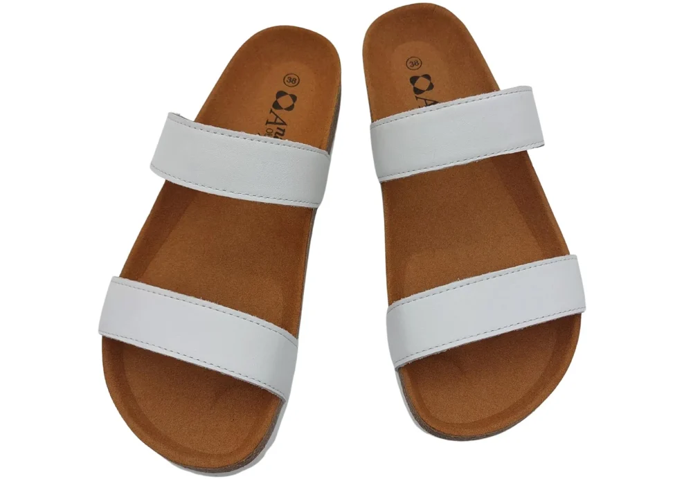 Ljetne zenske natikace sa dva remena bez kopcanja bijele 6