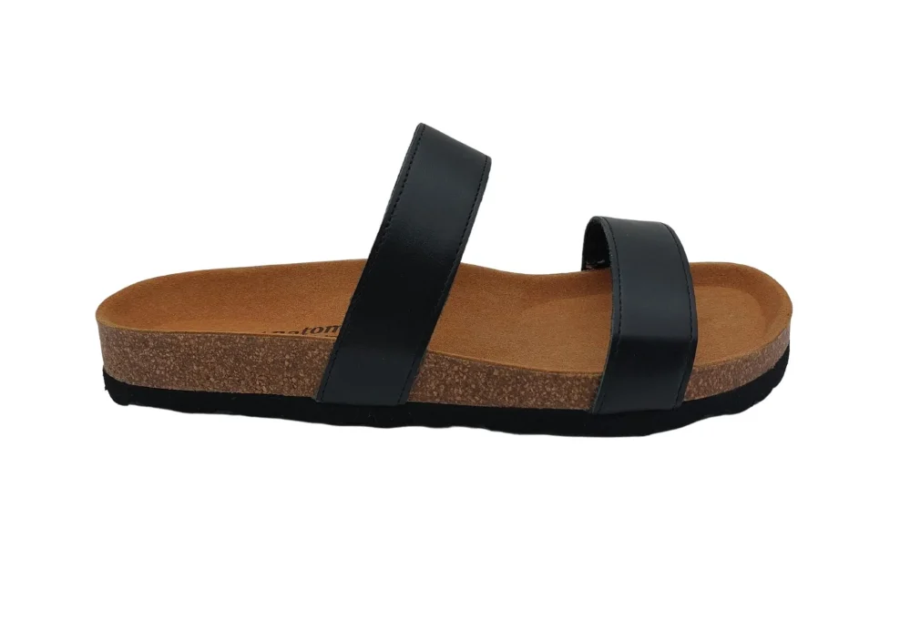 Ljetne zenske natikace sa dva remena bez kopcanja crna