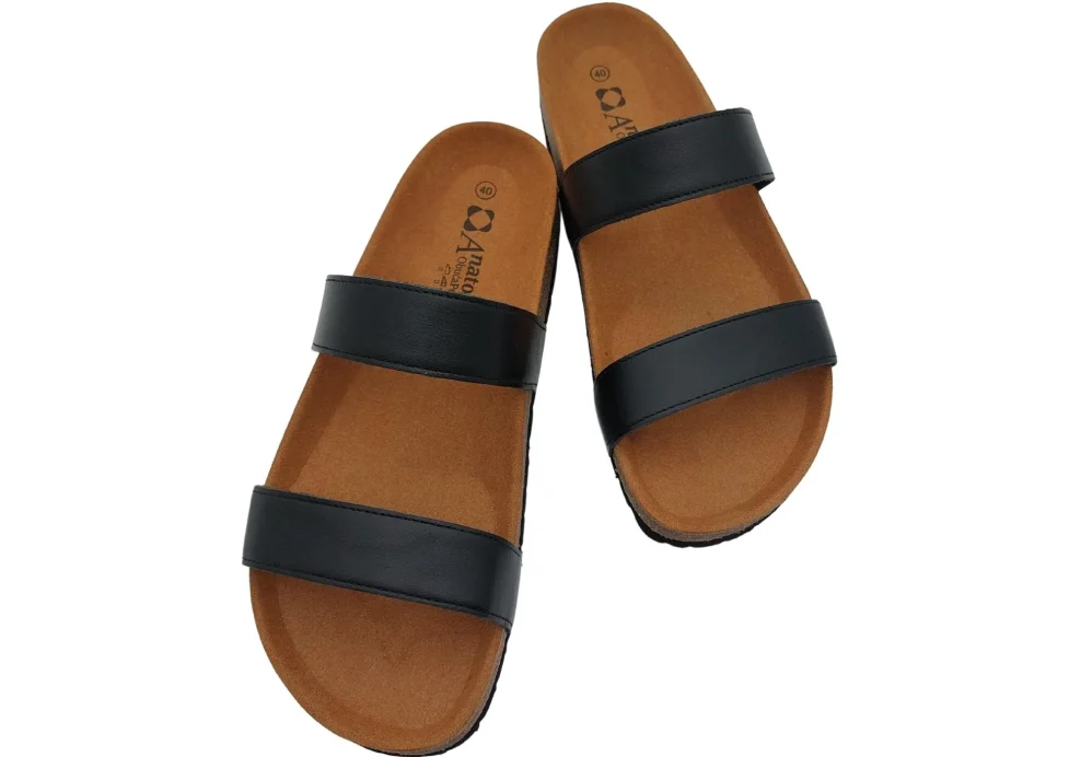 Ljetne zenske natikace sa dva remena bez kopcanja crne 2