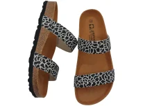 Ljetne zenske natikace sa dva remena bez kopcanja crno bijele 5