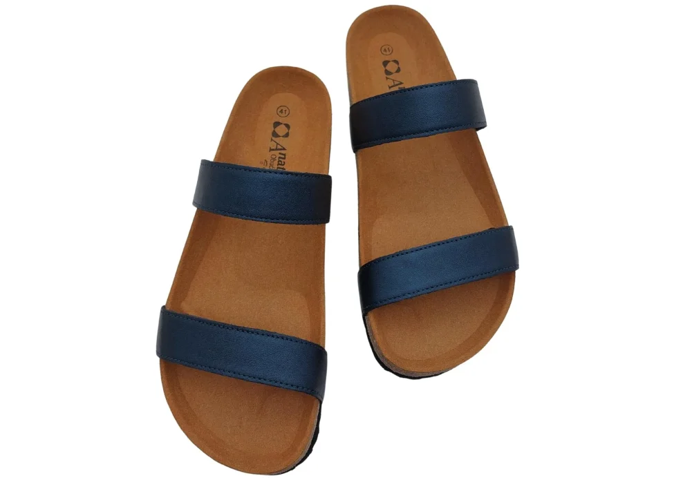 Ljetne zenske natikace sa dva remena bez kopcanja plave boje 2