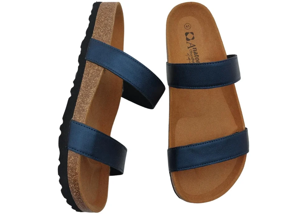 Ljetne zenske natikace sa dva remena bez kopcanja plave boje 4