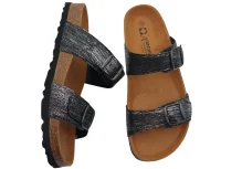 Ljetne zenske natikace sa dva remena crne boje s uzorkom 1 1