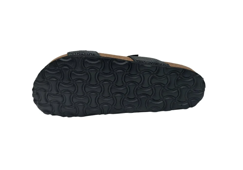 Ljetne zenske natikace sa dva remena crne boje s uzorkom 1