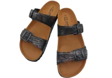 Ljetne zenske natikace sa dva remena crne boje s uzorkom 3 1