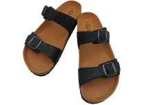 Ljetne zenske natikace sa dva remena crne boje s uzorkom 3