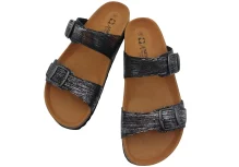 Ljetne zenske natikace sa dva remena crne boje s uzorkom 4 1