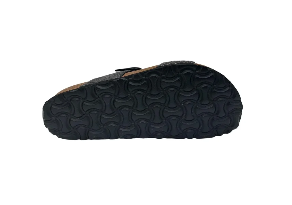 Ljetne zenske natikace sa dva remena crne boje s uzorkom 5 1