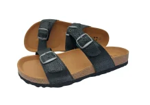 Ljetne zenske natikace sa dva remena crne boje s uzorkom 5