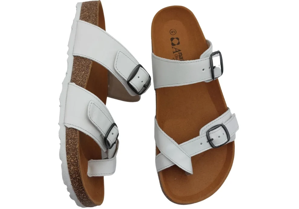 Zenske kozne Japanke sa remenom oko palca bijele boje 1