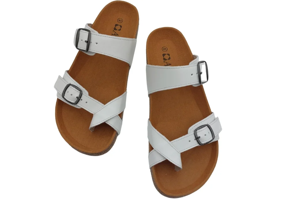 Zenske kozne Japanke sa remenom oko palca bijele boje 2