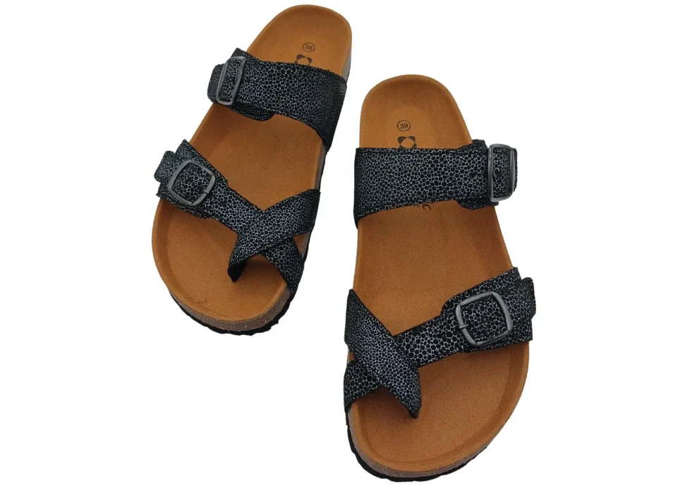 Zenske kozne Japanke sa remenom oko palca crna na tockice 4