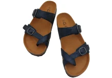 Zenske kozne Japanke sa remenom oko palca plave sa sljokicama 2