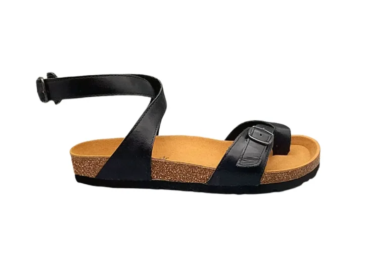 Zenske kozne sandale s remenima crna1
