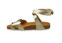Zenske kozne sandale s remenima zlatna1