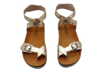 Zenske kozne sandale s remenima zlatna4