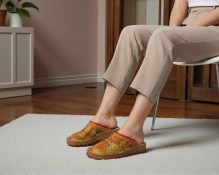 anatomske kožne klompe žuta prošarana