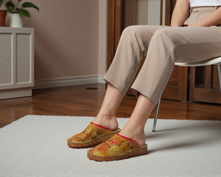 anatomske kožne klompe žuta prošarana