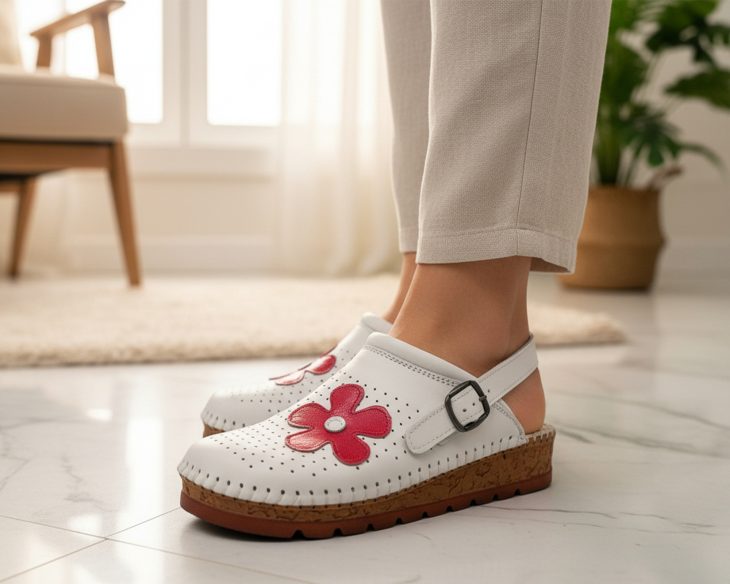 bijele medicinske klompe sa prišivkom