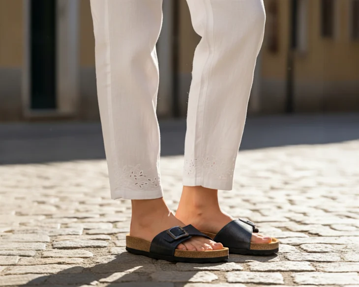 tamno plava šljok kožne natikače