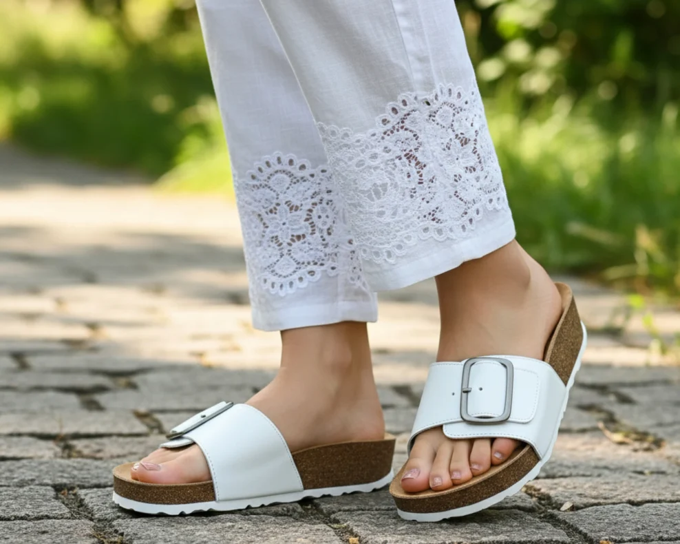 705 bijele kožne natikače sa povišenim đonom