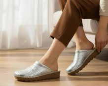 klompe za posao od prirodne kože, srebrna