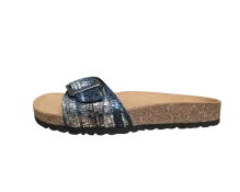 Podesiva metalna kopča na plavim metalik natikačama s reljefnom teksturom (3)