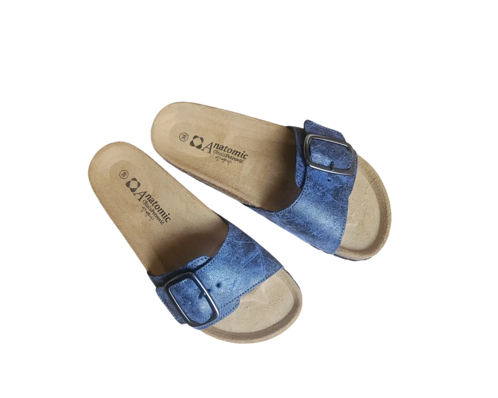 Tamnoplave kožne natikače Midnight Blue