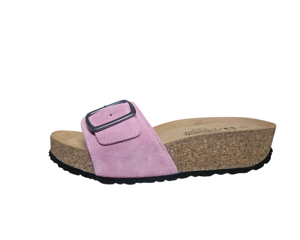 detalj kopca natikace brušena koža orchid pink