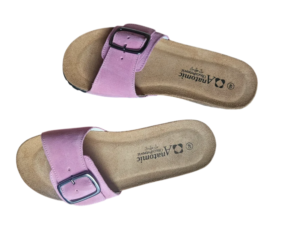 detalj kopca natikace brušena koža orchid pink1