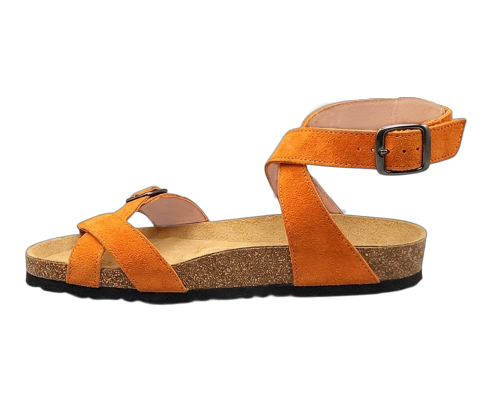 kožne anatomske sandale narančasta na kopčanje