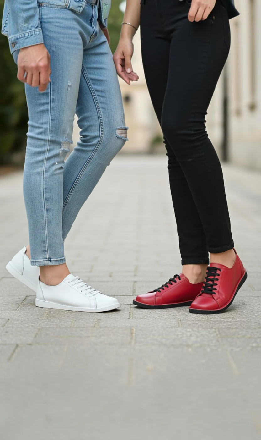 kozne cipele bijela crvena outfit.casual petrovic